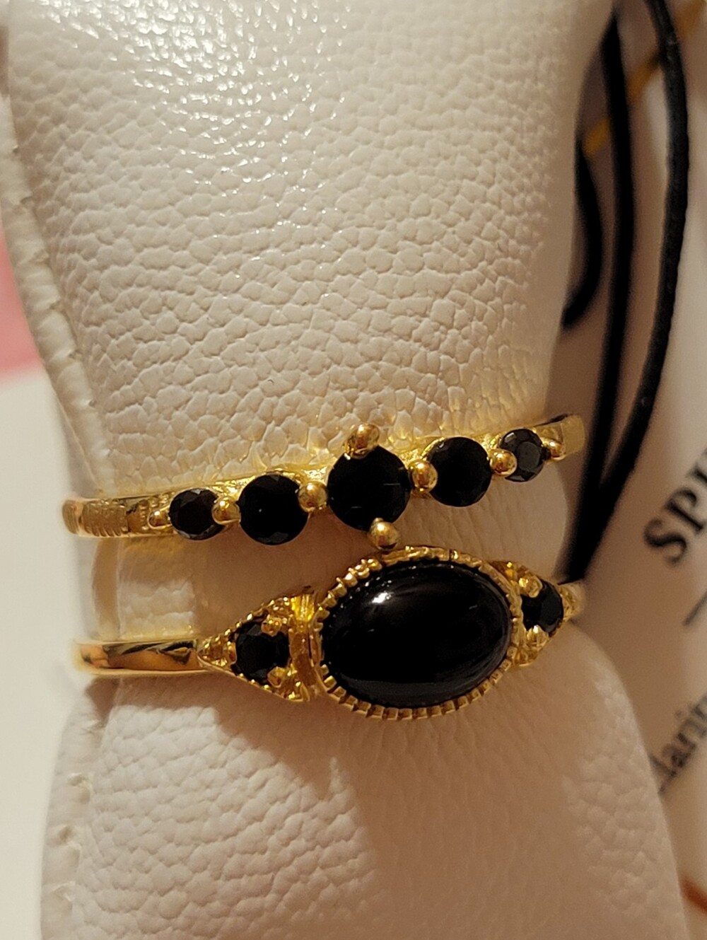 Genuine 18k Gold Black Genuine Spinel Stacking Rings